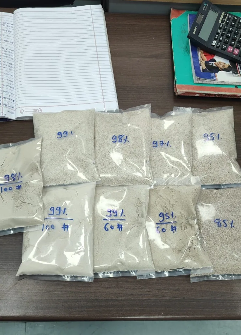 Psyllium husk and powder sample set from RM Psyllium, 85% to 99% purity, dispatched to Ingredient distributor, Beijing, China
