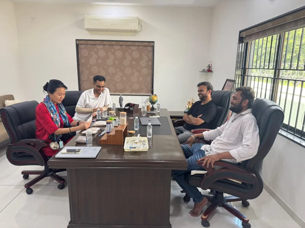 Buying team from China reviewing psyllium samples and specifications with RM Psyllium