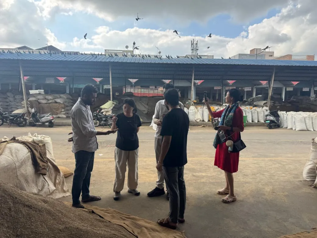 Buying team from China visiting the Unjha market yard, where North Gujarat’s psyllium seed trade sets its price reference
